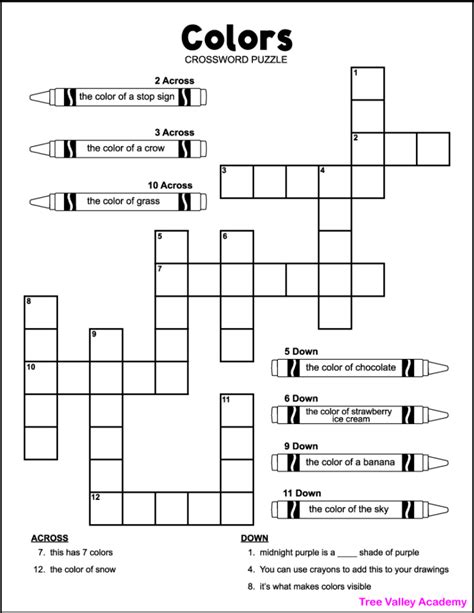 color crossword puzzle